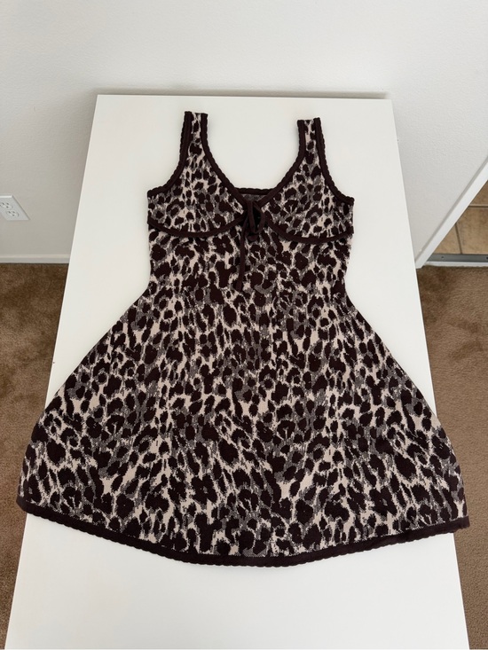 Cider Dresses & Skirts - Cider Leopard-Print Mini Dress in Brown and Cream
